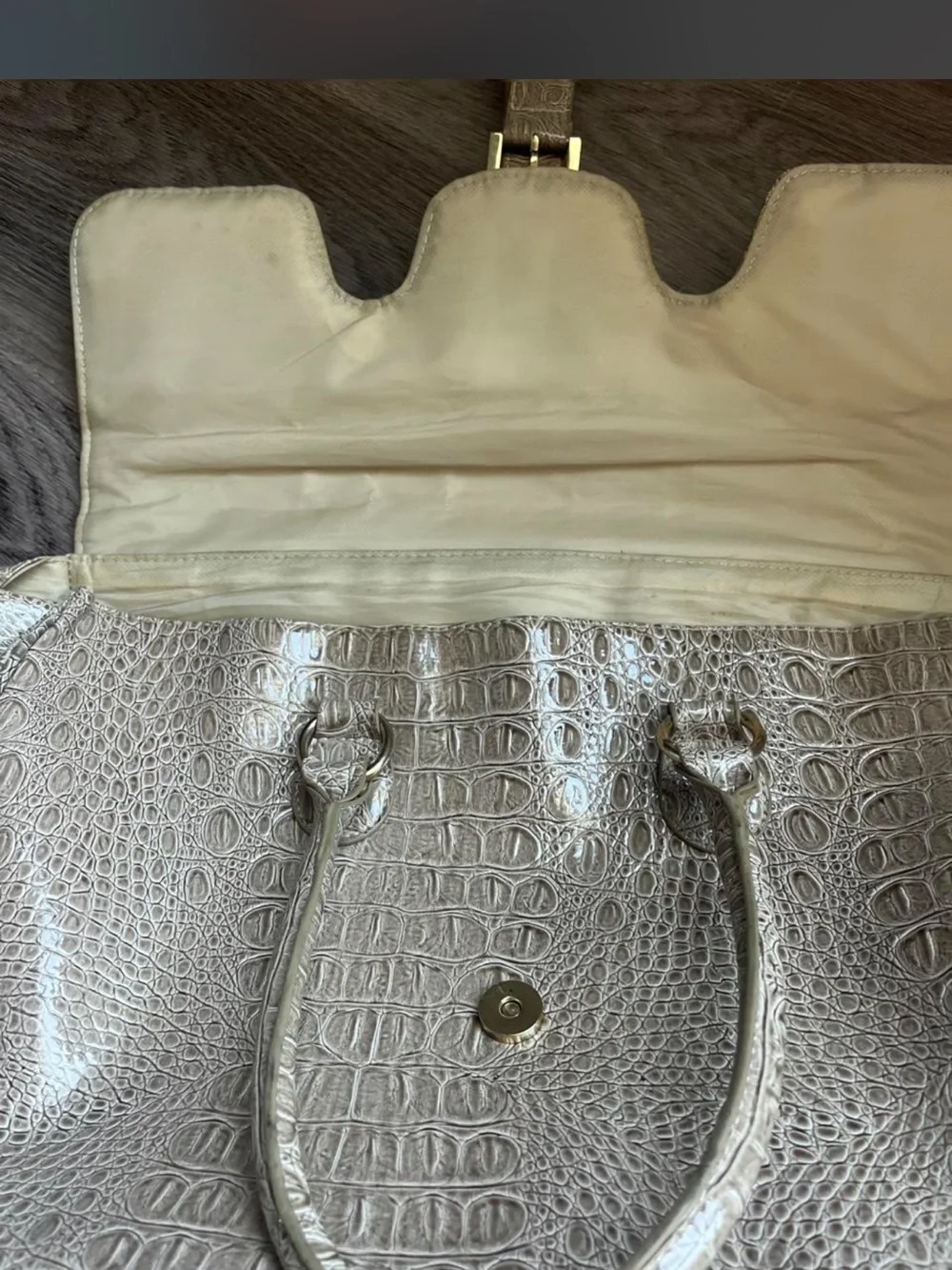 Jessica Simpson Croc-Embossed Tote in Beige